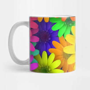 Colorful Flowers and Happy Face Mug